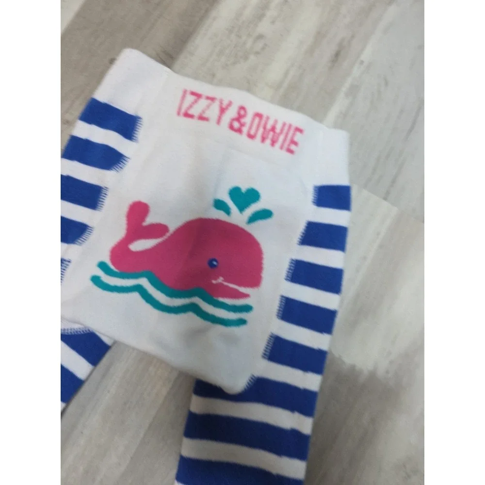 Izzy & Owie Baby Pink Whale Leggings‎ Navy Stripes 12-24 Months